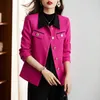 Kvinnors kostymer 4XL Färg Splicing Engelsk stil Grön Vit Kappor Rose Röda Kostym Toppar Casual Blazers Kvinnor Korea Multicolor Jackor Street