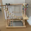 Autres fournitures d'oiseaux 48 * 33 * 53cm Perche de terrain de jeu de perroquet en bois avec échelles Feeder Bite Jouets Cadre Stand Cage Suspension Bridge 230130