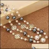 Strands Strings Fashion Designer Luxury Classic Style Hollow Roses Elegant Mti Colors Bright Pearls Long Sweater Statement Necklace Dhhtd