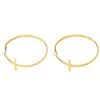 Hoop Earrings Fashion Gold Color Cross Christianity Stainless Steel For Women Punk Big Circle Earring Simple Smooth