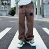 Men's Jeans Cowboy Street American Style Stick Cloth Embroidery Men's And Women's Tide Loose Straight Leg Pants High