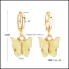 Dangle Chandelier Colorf Acrylic Butterfly Earrings For Women Acetic Acid Plated Statement Hoop Ear Clip Fashion Jewelry Gift Drop Dh2Vg