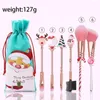 Makeup Brushes Decoration Cosmetics Tool Christmas Ornaments Eye Shadow Gift Santa Claus Mönster Metallhandtag