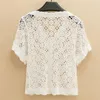 Women's Blouses Knitted Cardigan Female Section Women Summer Top With Skirt V Neck Solid Hollow Short Sleeve Sunscreen Outer Shawl