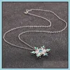 Hänge halsband snöflinga zirkonhalsband vintage lady hängen blå kristall blomma droppleverans smycken dhiyj