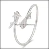 Armreif Sier Manschettenarmband für Frau Hochzeit Schmuck Geschenke Offener Doppelfisch Glücksbringer Vintage Verstellbare Armreifen Drop Delivery Brace Dheqj