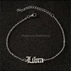 Link Chain Fashion roestvrijstalen voetarmband Anklet 12 Zodiac Sign Oude Engelse alfabetcharm voor vrouwen ontwerp sieraden druppel del dh4xh