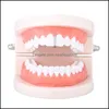 Grillz Dental Grills Sier Gold Plated Cross Hip Hop Cz Single Teeth Grillz Cap Top Grill For Halloween Fashion Party Jewelry69 Q2 D Dh7I3