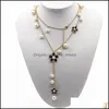 Pendant Necklaces Flower Necklace Simated Pearl Jewelry Tassel Perlas Long Pendants Sweater Pearls Dh Drop Delivery Dhcdb