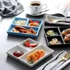 Platen 1 stks massief keramisch bord verdeeld dinerbladeren lunchcontainer Noordse kookgerei porselein sushi steak servies