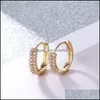 Stud Elegence Double Rangée Cubic Zirconia Hoop Cartilage Boucles D'oreilles Or Sier Rose Déclaration Ronde Pour Les Femmes À La Mode Jewelryz Drop Delive Dhykc