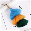 Party Favor Mode Colorf Boho Tassel Porte-clés Sac de voiture Clé Creative Pendentif Mignon Porte-clés Homard Fermoir Accessoires Bijoux Cadeau W Dhl7D