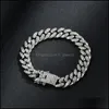 Cadeia de liga￧￣o masculino Hip Hop Bling Bracelets de ouro J￳ias de diamante Iced Out Miami Cuban Link Bracelet 1272 B3 Drop Delivery DHPA6