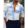 Camisas casuais masculinas Moda de outono Men grande camisa de tamanho totens de impressão longa de manga longa Cardigan Cardigan Bloups de alta qualidade 230130