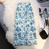 Jupes Imprimé Floral Taille Haute Vintage Été Femmes À La Mode Grande Taille Vêtements Fermeture Éclair Mi-mollet Pour Les Filles