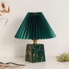 Table Lamps Luxury Plug Ceramic Lamp Vintage Pleated Fabric Chinese Style Night Light For Bedroom Living Room