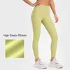 L362 Ribbade High-Rise Byx Yoga Byxor Har T-Line Nude Sense Leggings Smörmjuka löpartight träningsbyxor Dambyxor