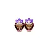 Dos boucles d'oreilles violet émail géométrique alliage Vintage peinture à l'huile bijoux pour femmes