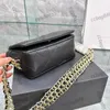 Womens Classic Full Flap Chain Bags Diamond Lattice Black Gold White Mini Vanity Cosmetic Case Purse Underarm Shoulder Handbags 18X13CM