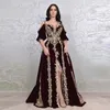 Бургундия русалка марокканская выпускная платья кафтана с половинами рукава щели передние кружевные кристаллы бусины арабский дубайский вечерний платье вечернее платье