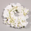 Dekorativa blommor Cherry Blossom Rattan Artificial Flower Romantic Wedding Decoration Home Decor Bakgrund Wall Arch Supplies String 1.8m