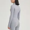 LU-51 Yoga Jacket Running Fitness Zipper Rib Short Coat Crop Sweater Gym Clothes Women Fashion Long Sleeve Fast Drying Sports Top