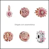 Silver S925 Sterling Sier Jewelry Diy Flower Beads Fits Pandora Style Charm f￶r Armband European Rose Gold Armband Collier 2255 D DHBTP