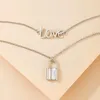 Pendant Necklaces HuaTang Trendy Silver Color Lock Key Necklace For Women Charms Letter LOVE Layered Choker Party Jewelry Collar 16271Pendan