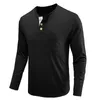 Męskie swetry Stylowe pullover TOP MEN T-shirt Owwrotne dno koszulki Długie rękawy Buttons Crew Szyja
