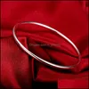 Cuff 925 Sterling Solid Sier Bracelet Fashion Personality Simple Smooth Bangles For Women Wedding Engagement Jewelry 1245 T2 Drop De Dh95V