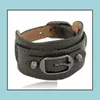 Charm Armband Bangles Dubbel Wide Armband Brown Fashion Man Unisex Jewelry Leather Cuff DH Drop Delivery DHF92