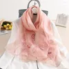 Scarves Autumn And Winter Silk Wool Embroidered Scarf Elegant Versatile Blend Women's Warm Shawl