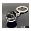 حلقات رئيسية مزدوجة الزجاج الكون الكون النجوم Keychain Solar Moon Moon Holders Bag Hangs Fashion Jewelry Gift Will and Sandy 800 R2 D Dhrnt