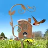 Bird Cages House With Pole Metal Feeders Garden Stakes Art House For Courtyard Backyard Patio Outdoor Decoration 230130