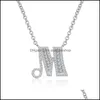 Pendant Necklaces Az Initial Letter Necklace Cubic Zircon For Women Girls Sier Alphabet Lucky Jewelry Valentines Day Giftz Drop Deli Dhaed