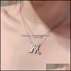 Pendant Necklaces Az Initial Letter Necklace Cubic Zircon For Women Girls Sier Alphabet Lucky Jewelry Valentines Day Giftz Drop Deli Dhaed