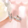 Backs Earrings Statement Jewelry Silver Color Zircon White Oval Cubic Zirconia Ear Clip For Women AE2122