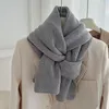 Halsdukar kvinnor varm casual Kinted Winter Scarf Solid Cashmere Woolen 2023 sjal design märke pashmina warp filt echarpe