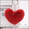 Key Rings HeartsHaped Pom Fluffy KeyChain Pendant Ornament Organiser Holder Novelty Gift Keyring Accessories Women Keychains 916 Q2 DHMFT