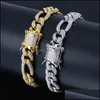 Теннисные браслеты Bangles Jewelry Fashion Hip Hop Мужчины женщины Micro Pave Starring Zircon Luxury 18k Gold Cheat