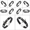 Charm Bracelets Magnetic Bracelet Punk Black Brown Braid Men Cool Clasp Wristband Stainless Steel Bangles Drop Delivery Jewelry Dhvsx