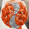 Corsage de poignet en soie pour demoiselle d'honneur, fleurs décoratives Orange, costume de mariée, accessoires de fête de mariage faits à la main