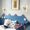 Wall Lamp Children'S Room Acrylic Butterfly Led With Pull Switch Tricolor Changeable Kids Hallway Bedroom Bedside Night Lights