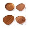 Plates Home Japanese-Style Solid Wood Tray Bread Plate Whole Dessert Pizza Black Walnut Dinner Wooden Rectangle