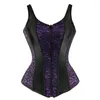 Dames shapers dames vintage bloemen denim overbust corset bustier top gothic jacquard schouderbanden tank