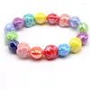 Strand Charm Flower Beaded Bracelet For Women Handmade Rose Ceramic Elastic Rope Bangle Party Gift Jewelry Wholesale