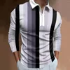 Hommes Polos Hommes Revers Fermeture Éclair 3D Impression Numérique Polos Mode Lâche À Manches Longues Top T-shirt Hommes Designer Vêtements