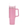 Com logotipo 40oz rosa com logotipo copos copo com alça isolada tampas de aço inoxidável palha carro viagem canecas café tumbler287n