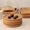 Plates Beech Wood Plate Tray Dish Dessert Sushi Snack Fruit Buffet Children Tableware Decorative Solid Oval Natural Living Round