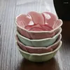 Assiettes Style Japonais Fleur Forme Céramique Sushi Assaisonnement Sauce Plats Snack Vaisselle Glace Crack Design 4pc